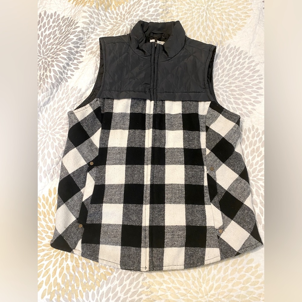 Maurice’s Black and White Plaid Vest